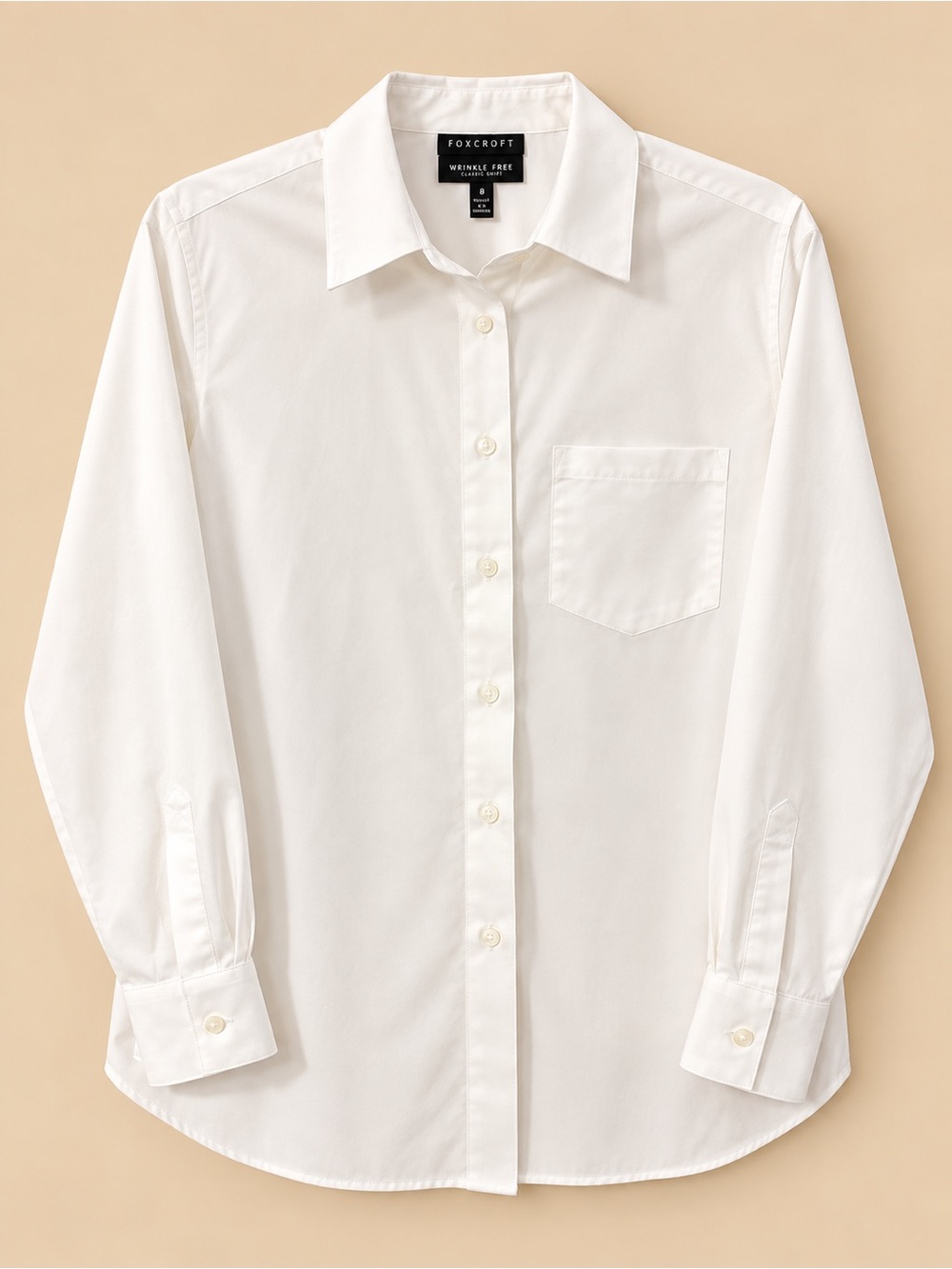 Foxcroft White Men's Long-Sleeve Dress Shirt with Chest Pocket